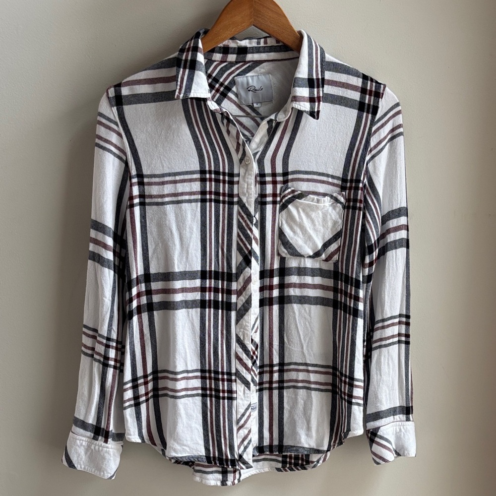 Rails White Plaid Button-Down Flannel Shirt